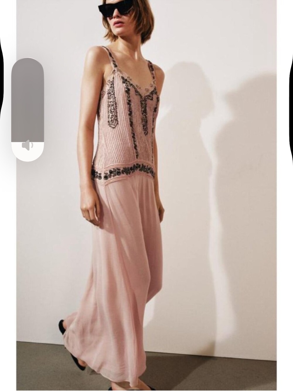 Zara Blush Pink Lace & Chiffon Long Slip Dress